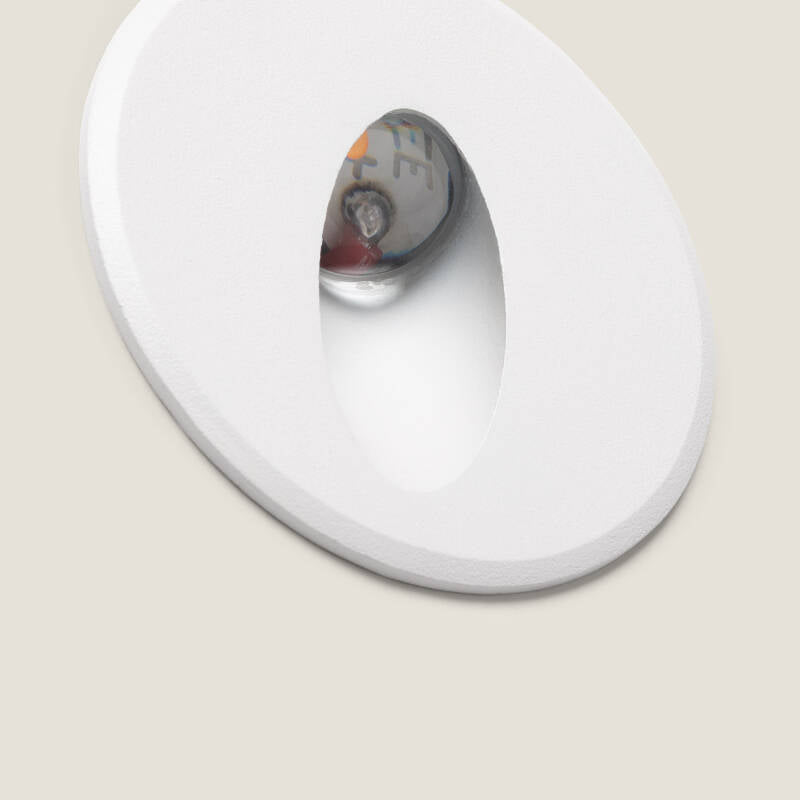 Baliza Exterior LED de 3 W, Encastrável de parede, circular, em Alumínio, Oval, Modelo Adam