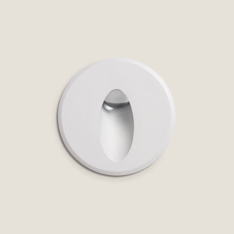 Baliza Exterior LED de 3 W, Encastrável de parede, circular, em Alumínio, Oval, Modelo Adam