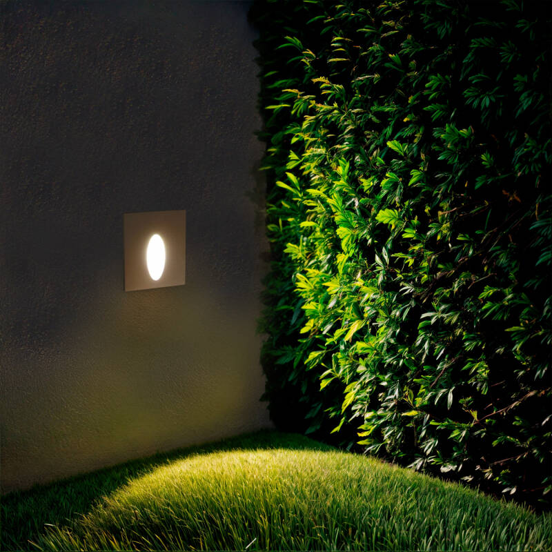 Baliza Exterior LED 3W Encastrável Parede Quadrado Oval Adam