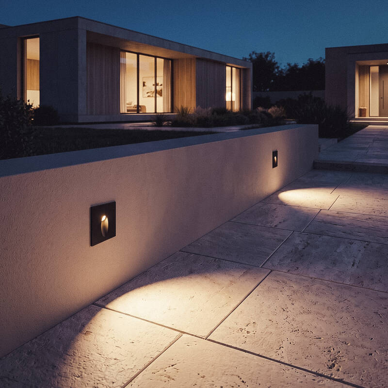 Baliza Exterior LED de 3 W, Encastrável de Parede, Quadrada, em Alumínio, Adam