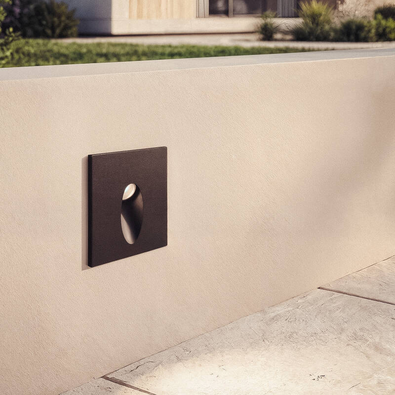 Baliza Exterior LED de 3 W, Encastrável de Parede, Quadrada, em Alumínio, Adam