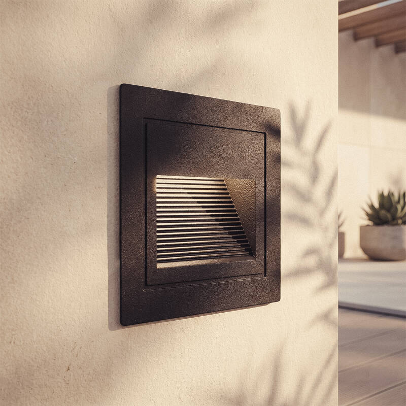 Baliza Exterior LED de 3 W, Encastrável de parede, Quadrada, em Alumínio, Olite