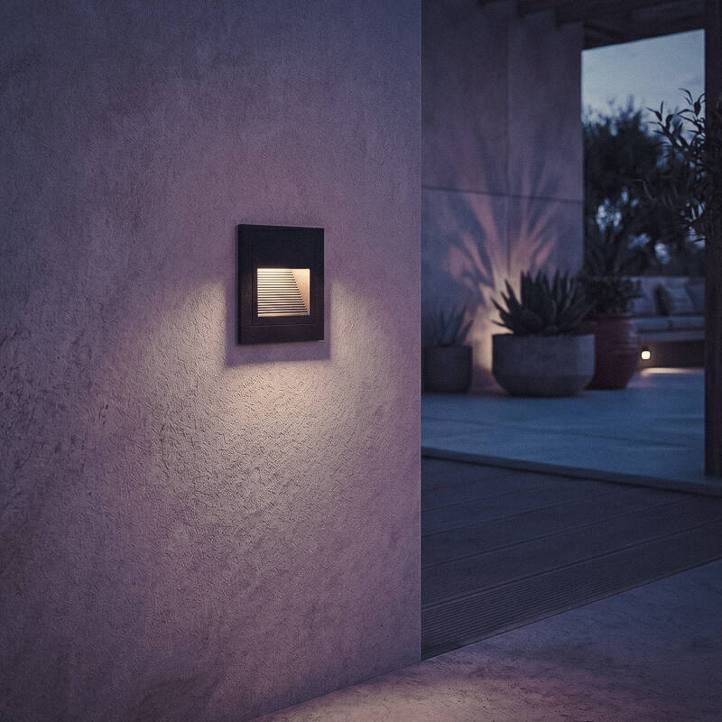 Baliza Exterior LED de 3 W, Encastrável de parede, Quadrada, em Alumínio, Olite
