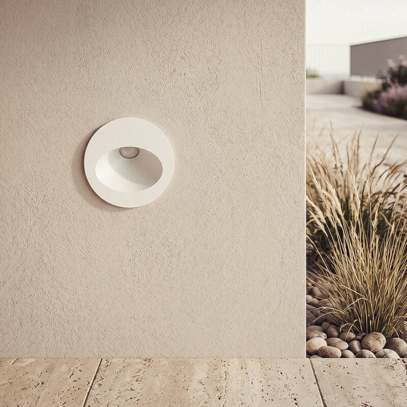 Baliza Exterior LED 3W de Embutir na Parede Circular Alumínio Branco Coney
