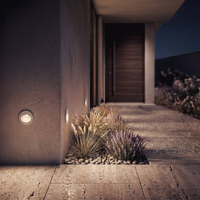 Baliza Exterior LED 3W de Embutir na Parede Circular Alumínio Branco Coney