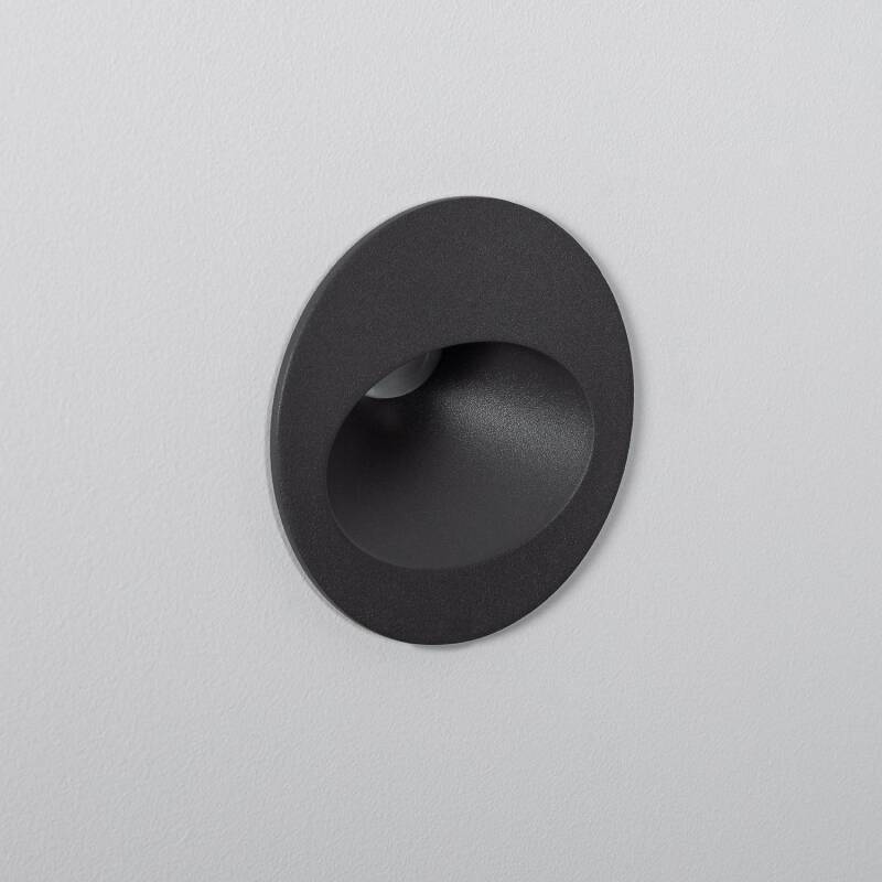 Baliza Exterior LED 3W Encastrável de Parede Circular Alumínio Cinza Coney