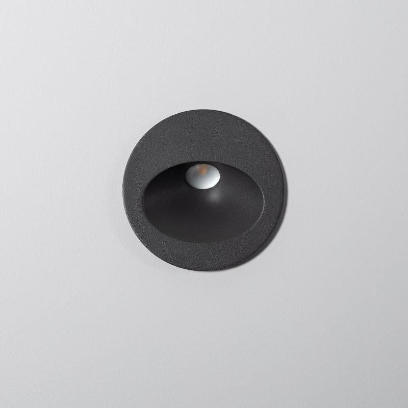 Baliza Exterior LED 3W Encastrável de Parede Circular Alumínio Cinza Coney