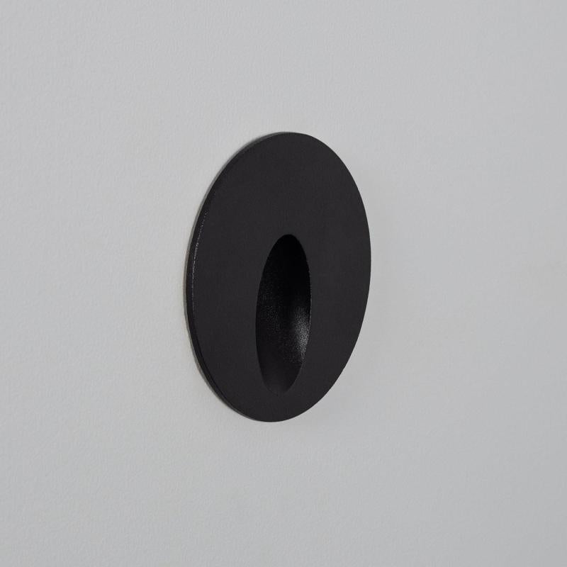 Baliza Exterior LED 3W Encastrável de Parede Circular Alumínio Preto Boiler