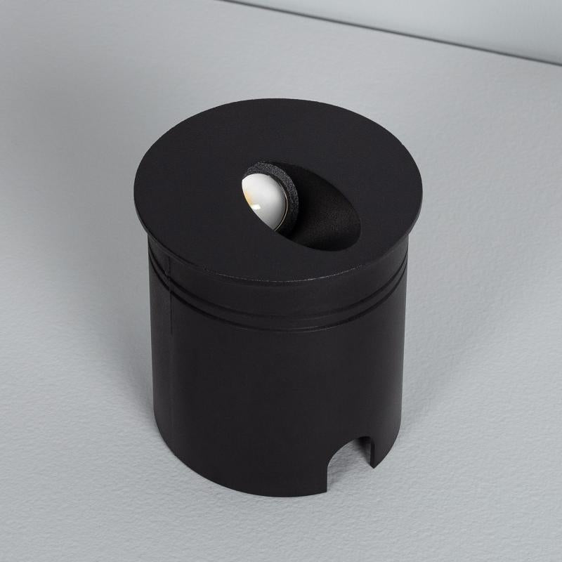 Baliza Exterior LED 3W Encastrável de Parede Circular Alumínio Preto Boiler