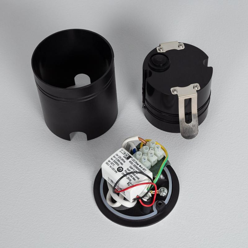 Baliza Exterior LED 3W Encastrável de Parede Circular Alumínio Preto Boiler