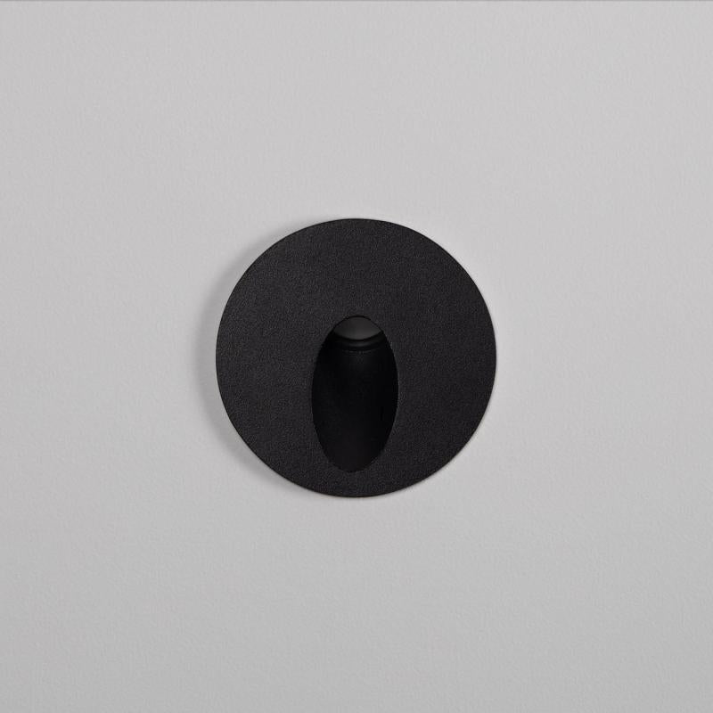 Baliza Exterior LED 3W Encastrável de Parede Circular Alumínio Preto Boiler