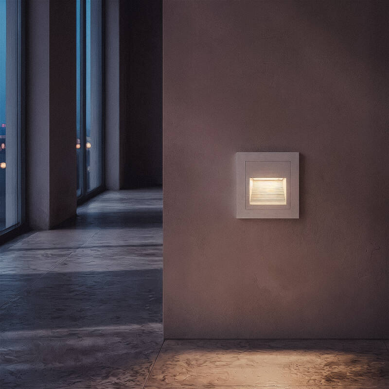 Baliza Exterior LED de 3 W, Encastrável, em Alumínio, Parede Quadrada, Olite II