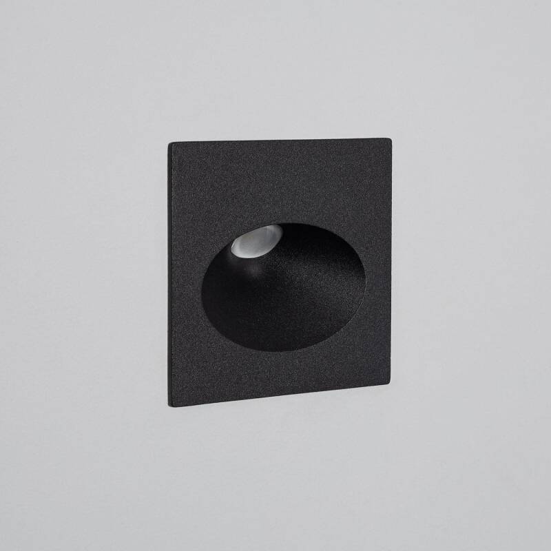 Baliza Exterior LED 3W Encastrável de Parede Quadrada Alumínio Preto Coney