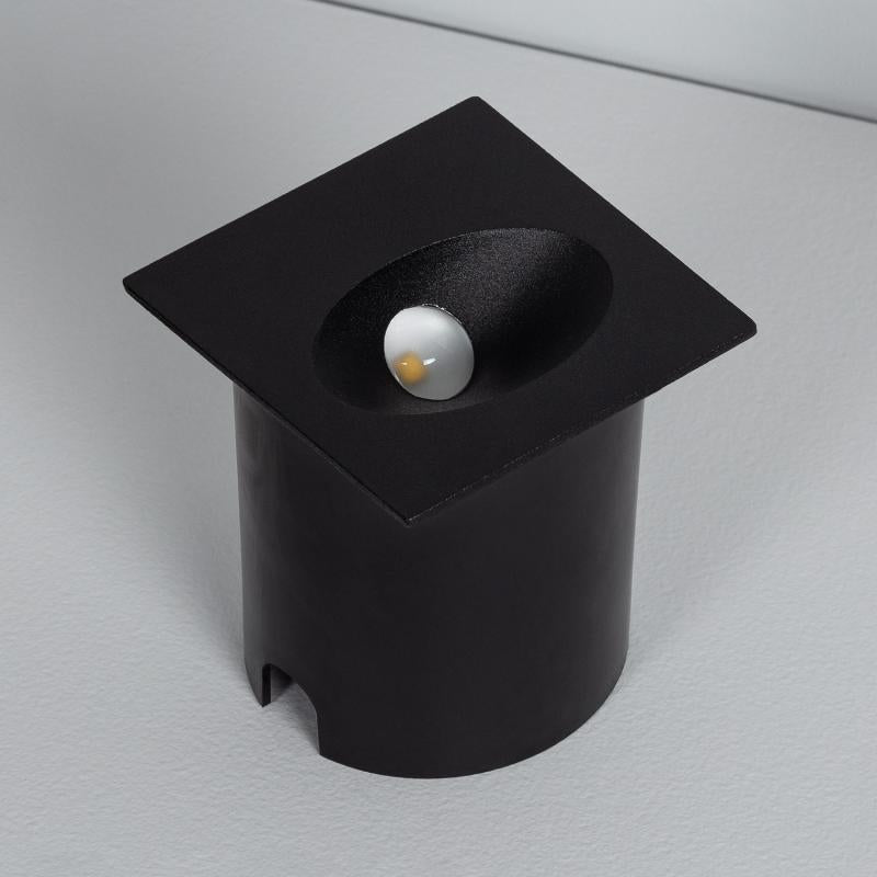 Baliza Exterior LED 3W Encastrável de Parede Quadrada Alumínio Preto Coney