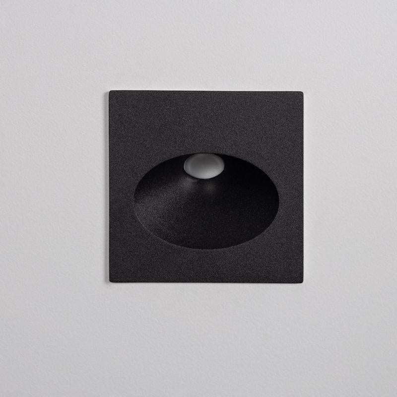 Baliza Exterior LED 3W Encastrável de Parede Quadrada Alumínio Preto Coney