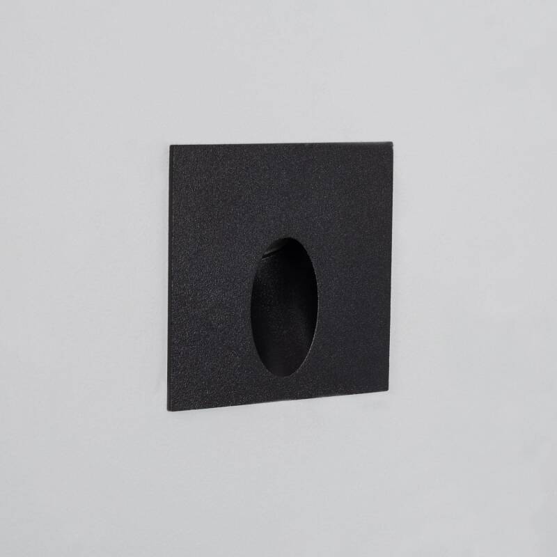 Baliza Exterior LED 3W de Embutir na Parede Quadrado Alumínio Preto Ellis