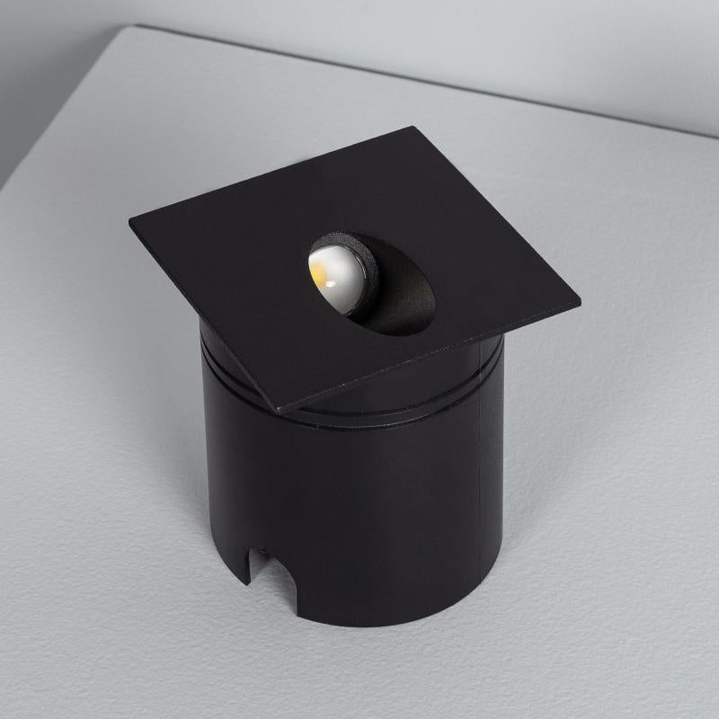 Baliza Exterior LED 3W de Embutir na Parede Quadrado Alumínio Preto Ellis