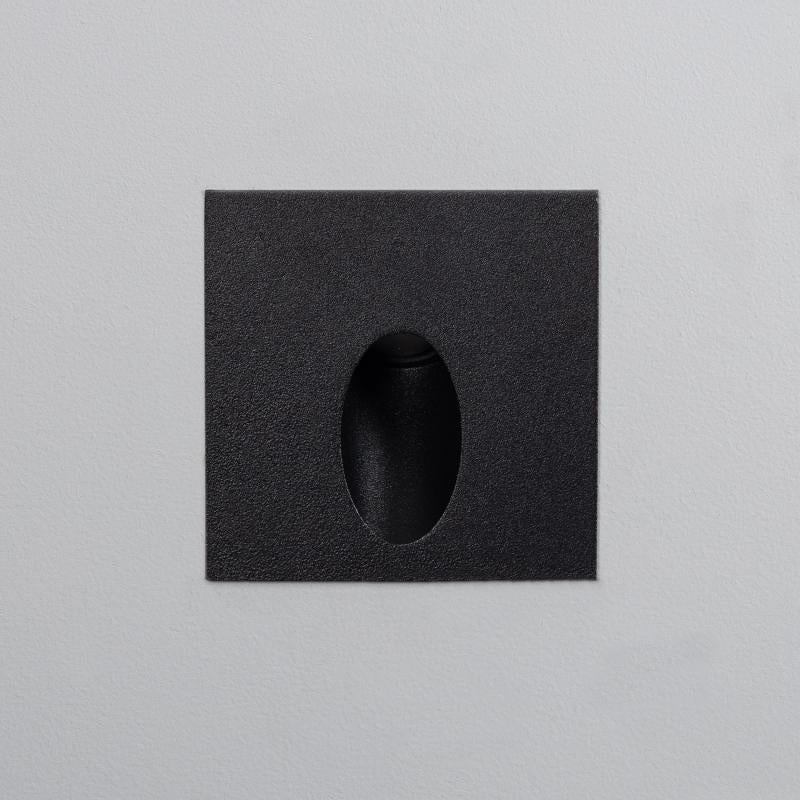 Baliza Exterior LED 3W de Embutir na Parede Quadrado Alumínio Preto Ellis