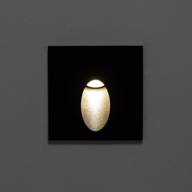 Baliza Exterior LED 3W de Embutir na Parede Quadrado Alumínio Preto Ellis