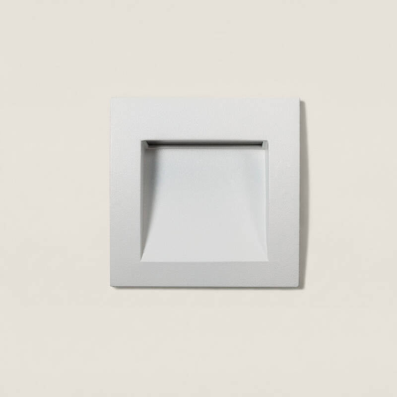 Baliza de Exterior LED 4W de Embutir na Parede Quadrada Alumínio Branco Leif