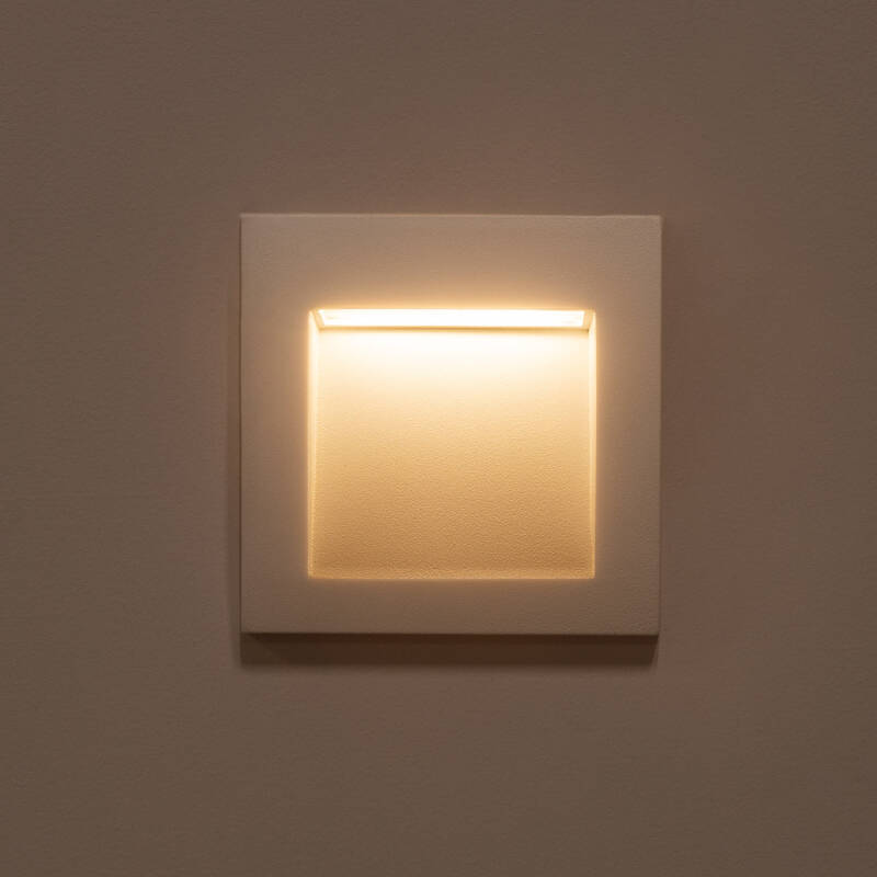 Baliza de Exterior LED 4W de Embutir na Parede Quadrada Alumínio Branco Leif