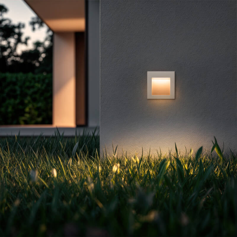 Baliza de Exterior LED 4W de Embutir na Parede Quadrada Alumínio Branco Leif