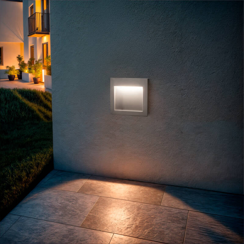 Baliza Exterior LED de 4 W, Embutida de Parede, Quadrada, em Alumínio Branco Natt