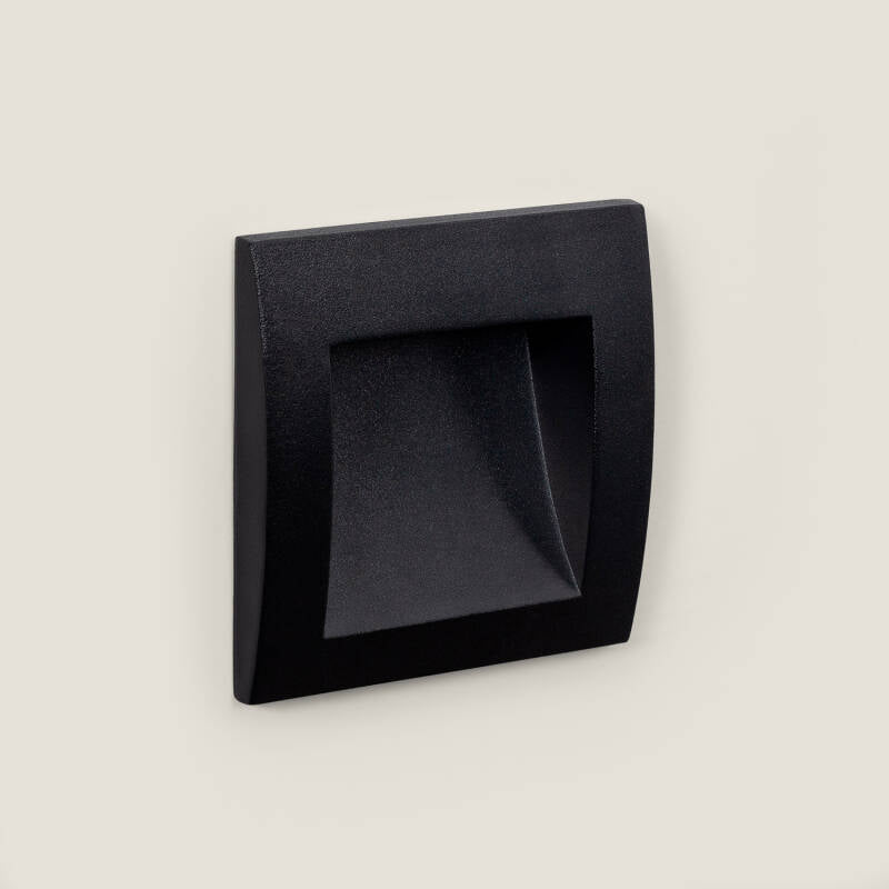 Baliza Exterior LED 4W, Encastrável, em Alumínio, para Parede, Quadrada, Preta, Leif