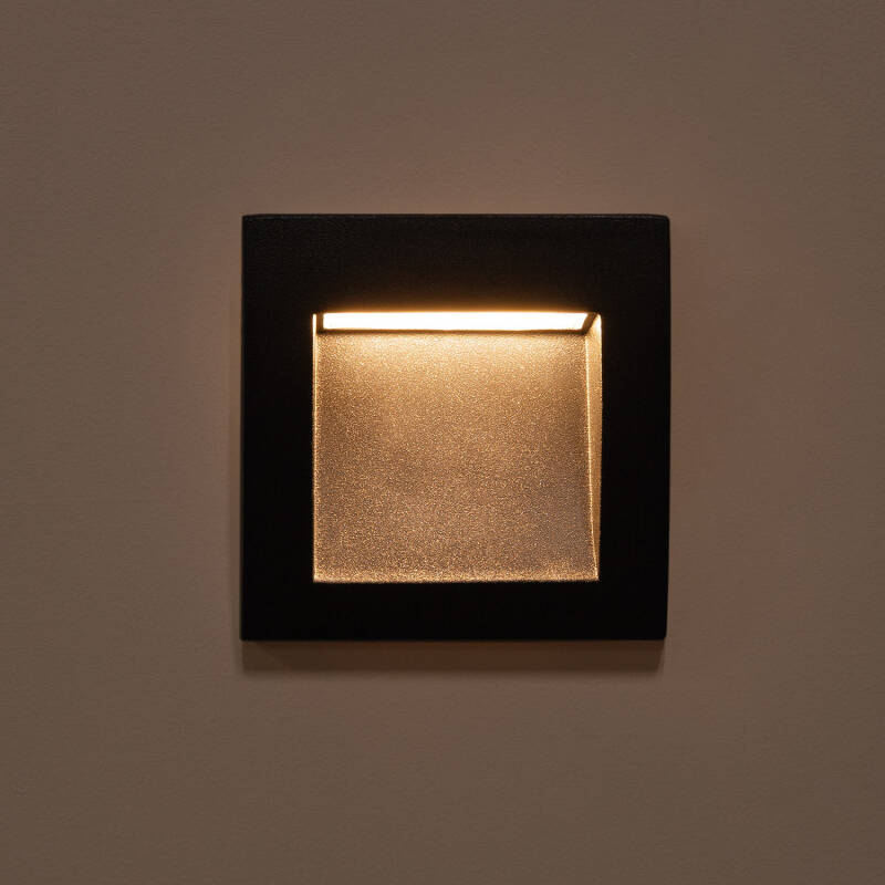 Baliza Exterior LED 4W, Encastrável, em Alumínio, para Parede, Quadrada, Preta, Leif