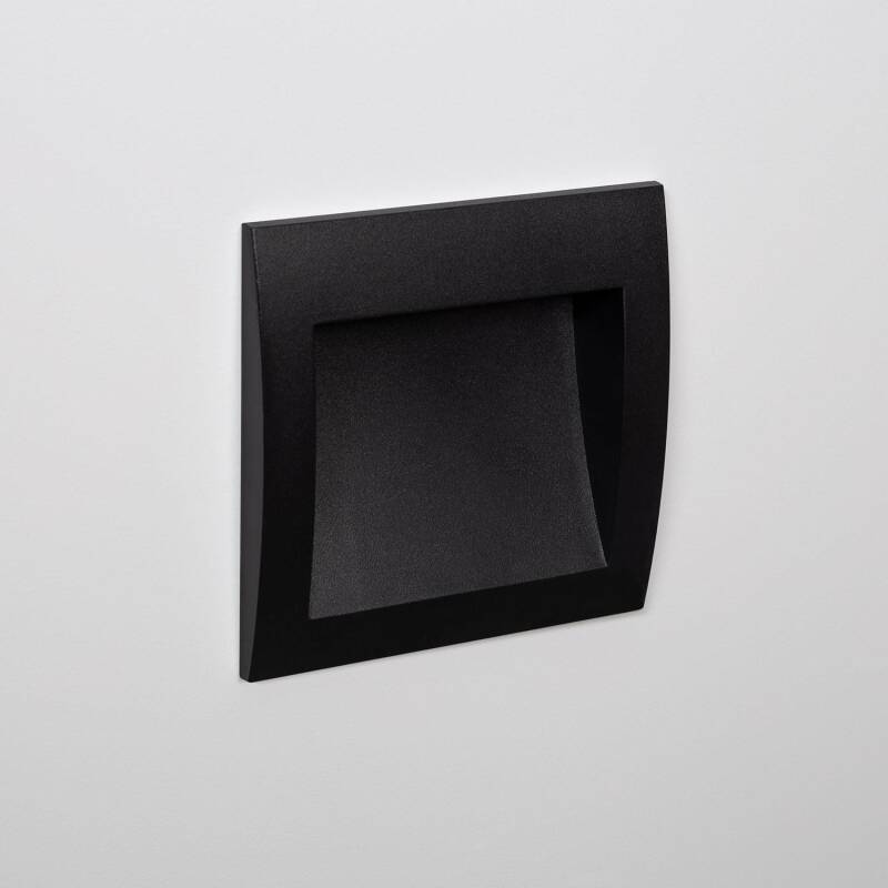 Baliza Exterior LED 4 W, Embutida na Parede, Quadrada, em Alumínio Preto Natt