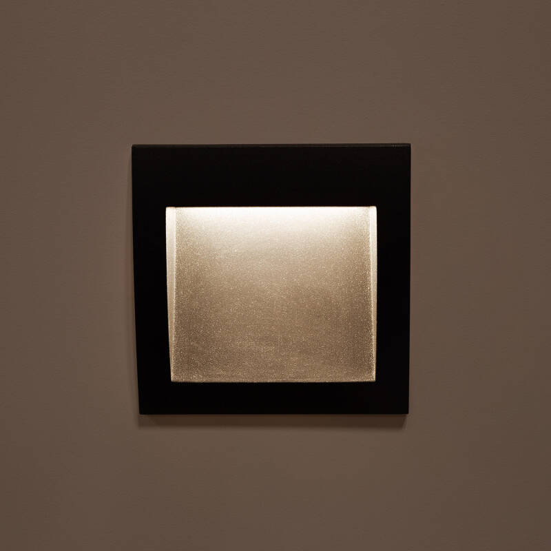 Baliza Exterior LED 4 W, Embutida na Parede, Quadrada, em Alumínio Preto Natt