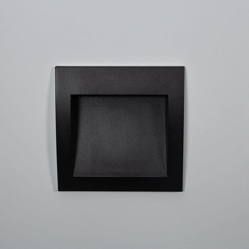 Baliza Exterior LED 4 W, Embutida na Parede, Quadrada, em Alumínio Preto Natt