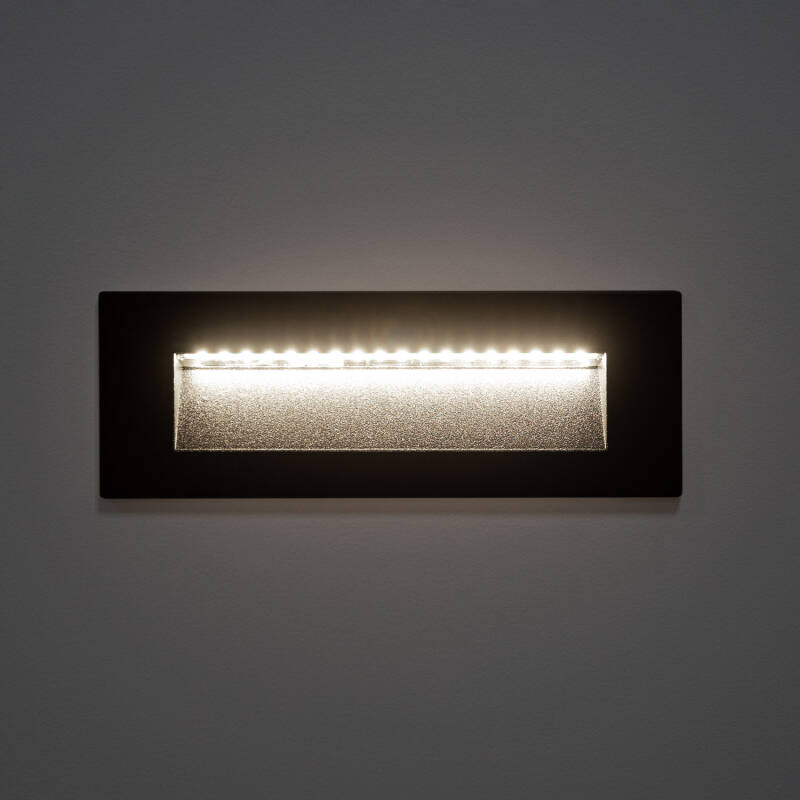 Baliza Exterior LED de 7 W, Encastrável na Parede, Retangular, Alumínio Preto, Groult