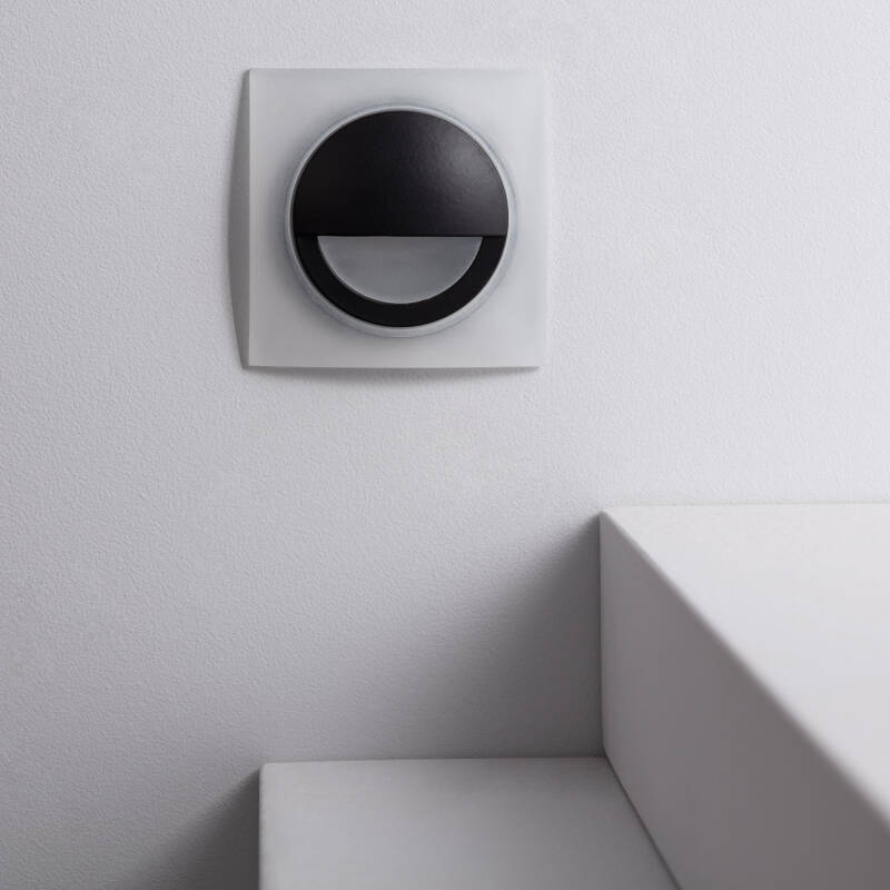 Baliza LED de 3 W, Encastrável, em Alumínio, para Parede, Quadrada, Preta, Occulare