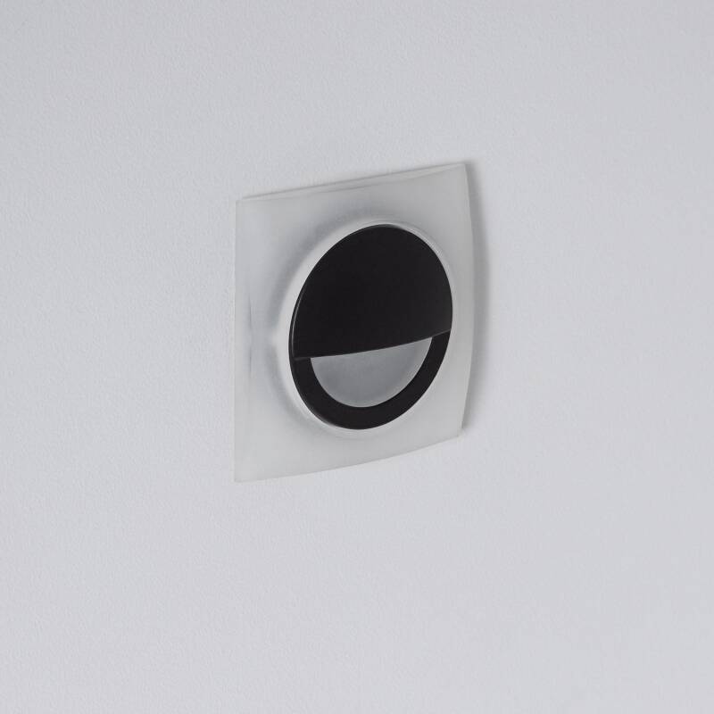 Baliza LED de 3 W, Encastrável, em Alumínio, para Parede, Quadrada, Preta, Occulare