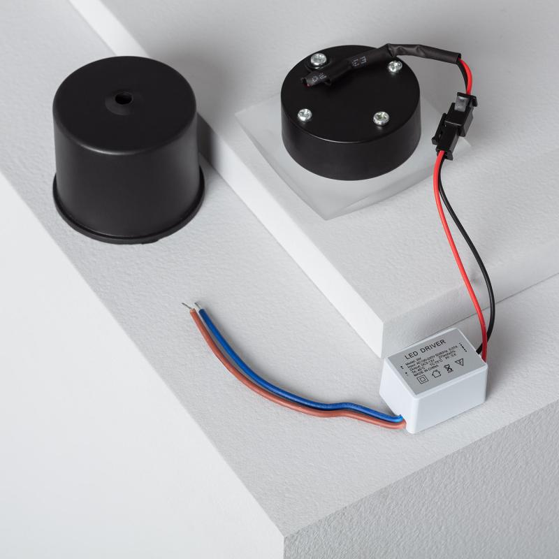 Baliza LED de 3 W, Encastrável, em Alumínio, para Parede, Quadrada, Preta, Occulare