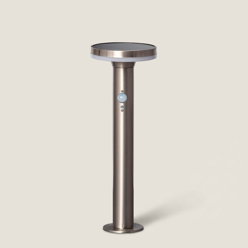 Baliza Solar Exterior LED 6W Superfície de Pé 45cm com Detetor de Movimento Helios Inox