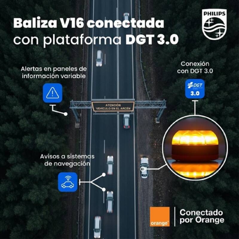 Baliza V16 Homologada pela DGT 3.0 com Geolocalização - Luz de Emergência Obrigatória para Automóveis 2026 PHILIPS
