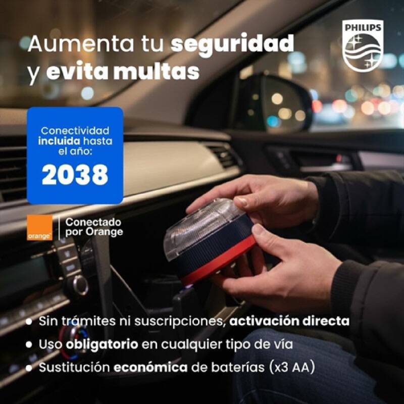 Baliza V16 Homologada pela DGT 3.0 com Geolocalização - Luz de Emergência Obrigatória para Automóveis 2026 PHILIPS