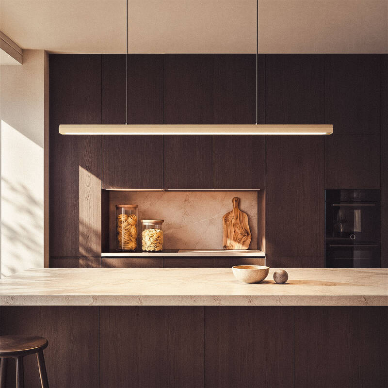 Candeeiro Suspenso Linear LED 42W Alumínio CCT Iluminação Dupla Cara Funky Kool