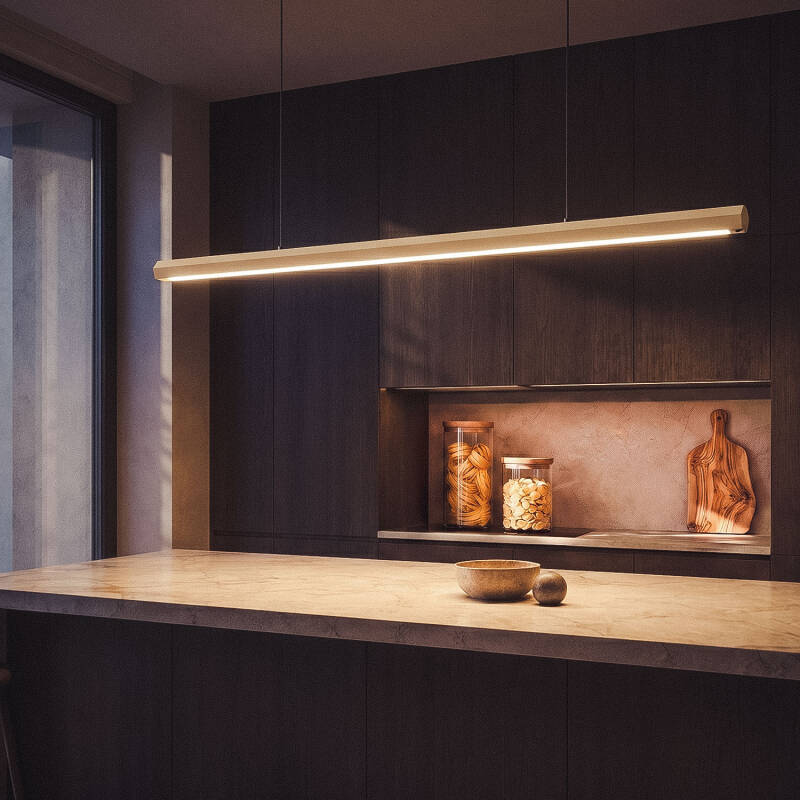 Candeeiro Suspenso Linear LED 42W Alumínio CCT Iluminação Dupla Cara Funky Kool