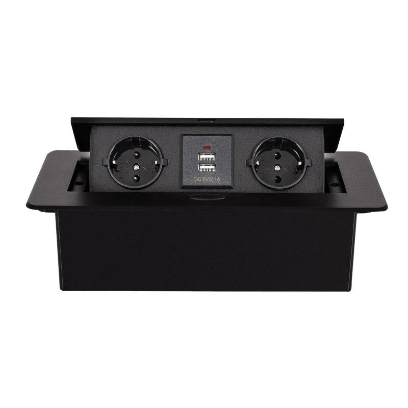 Base Múltipla Encastrável 2 Tomadas Tipo F + 2xUSB