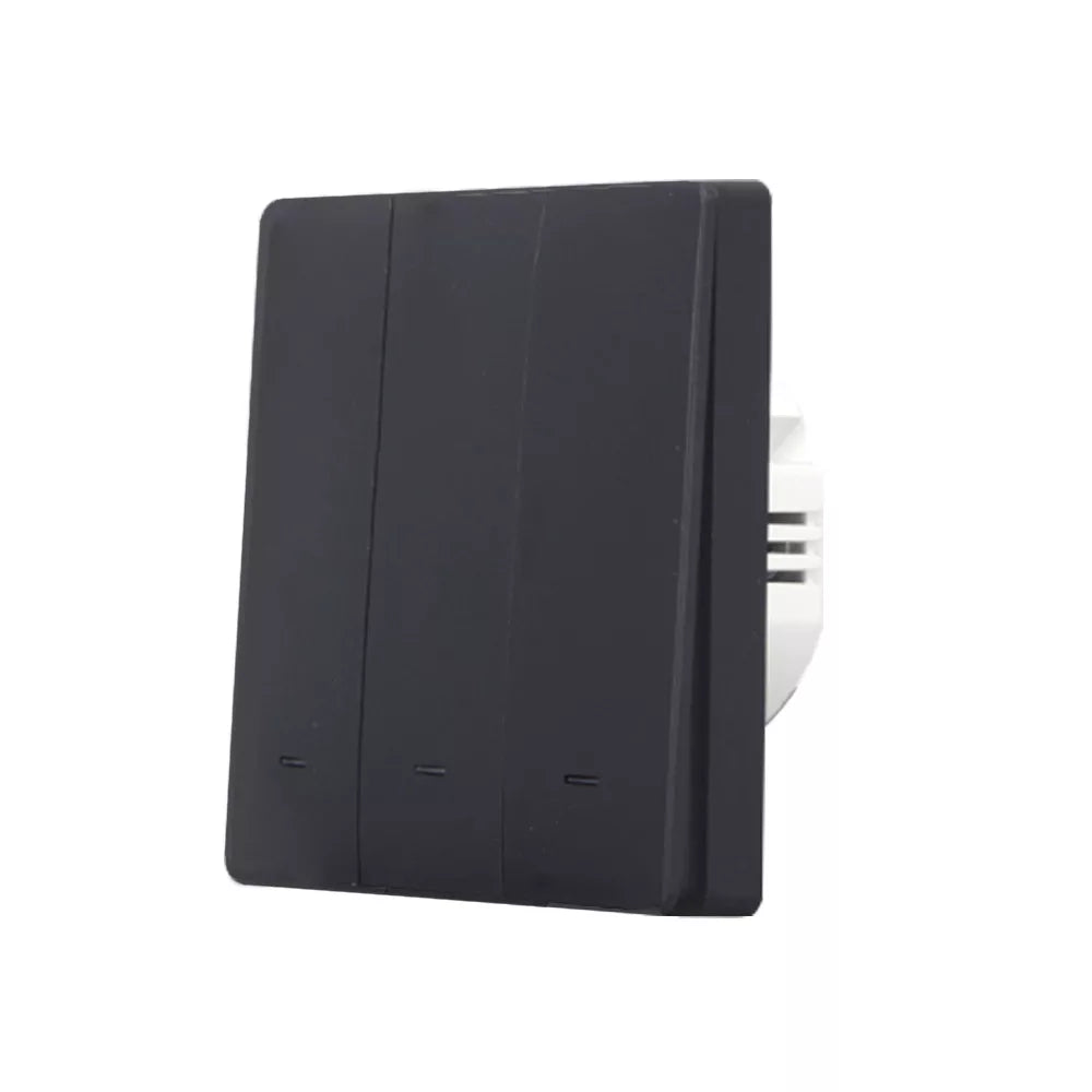 SmartWise B63 UNI Wi-Fi + eWeLink-Remote, 3-gang smart parede switch, universial wiring, physical push-button, preto
