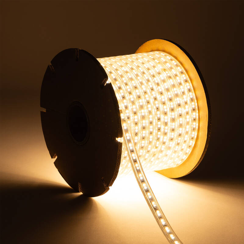 Fita LED CCT 220V 120 LED/m ROLO 50m 10W/m 900lm/m Largura 14mm Corte 100cm IP65