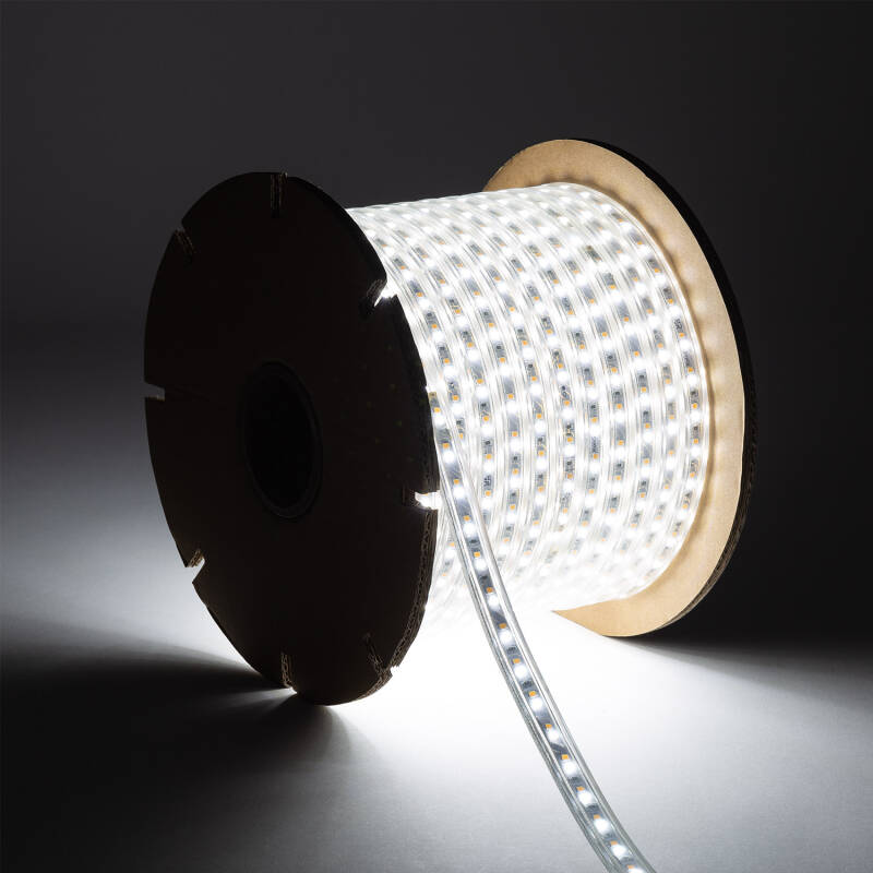 Fita LED CCT 220V 120 LED/m ROLO 50m 10W/m 900lm/m Largura 14mm Corte 100cm IP65