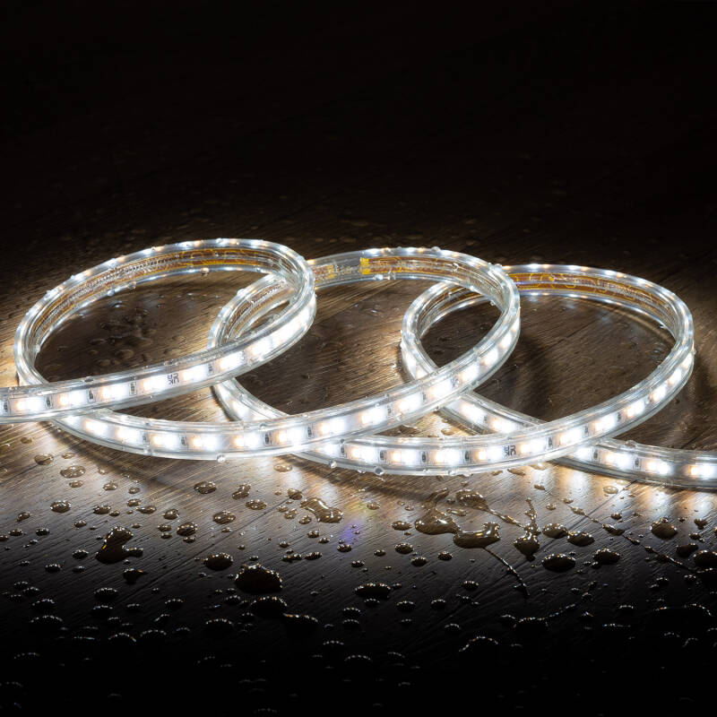 Fita LED CCT 220V 120 LED/m ROLO 50m 10W/m 900lm/m Largura 14mm Corte 100cm IP65