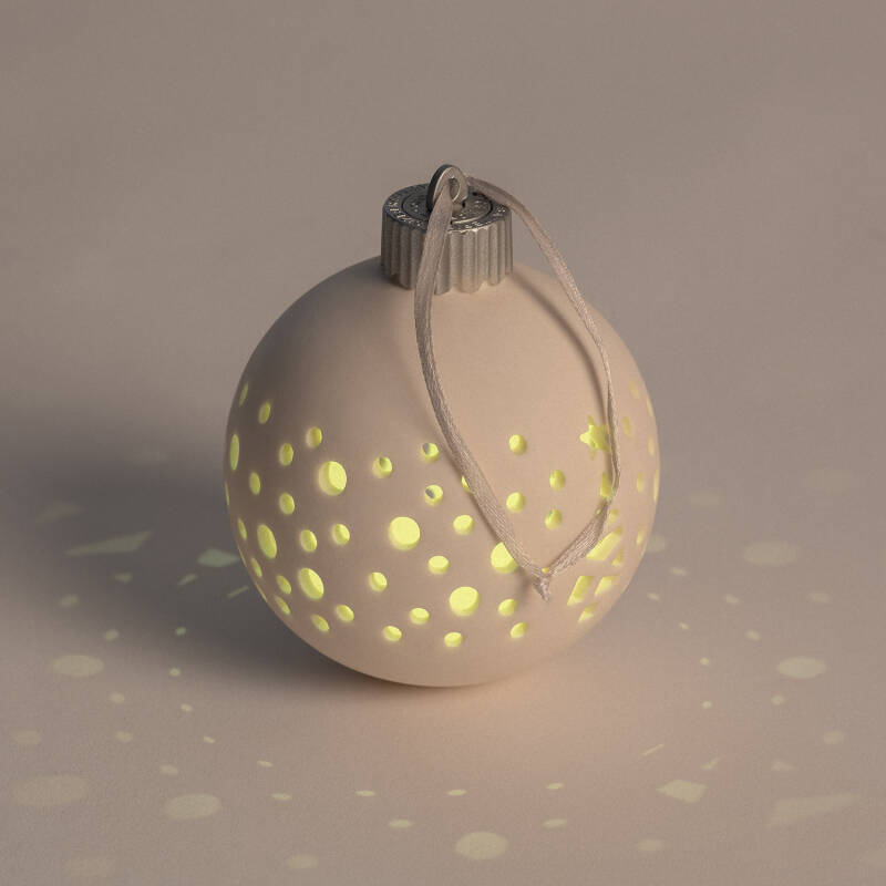 Bola Natal LED Porcelana com Bateria Estrela
