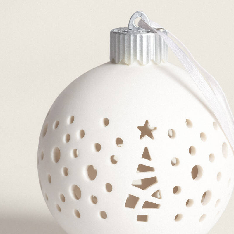 Bola Natal LED Porcelana com Bateria Estrela