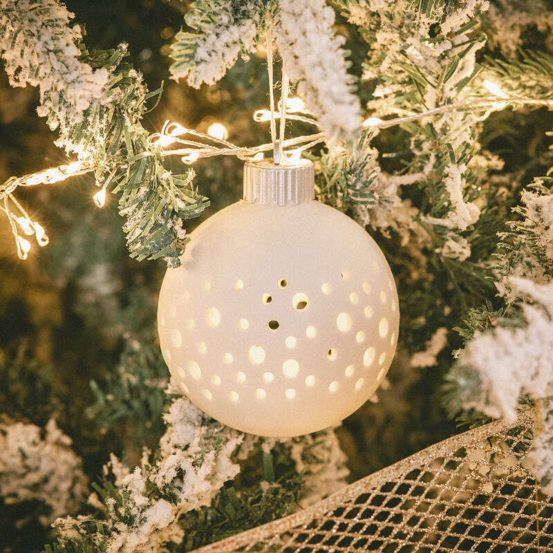 Bola Natal LED Porcelana com Bateria Estrela
