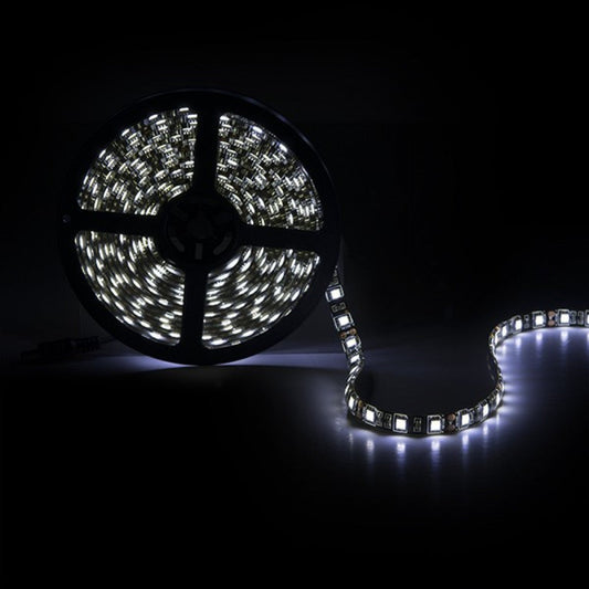 Faixa de 300 LEDs 72W 4.200Lm CRI85 6000ºK SMD5050 12VDC IP65 Preto Pcb x5M 40.000H-Branco Frio